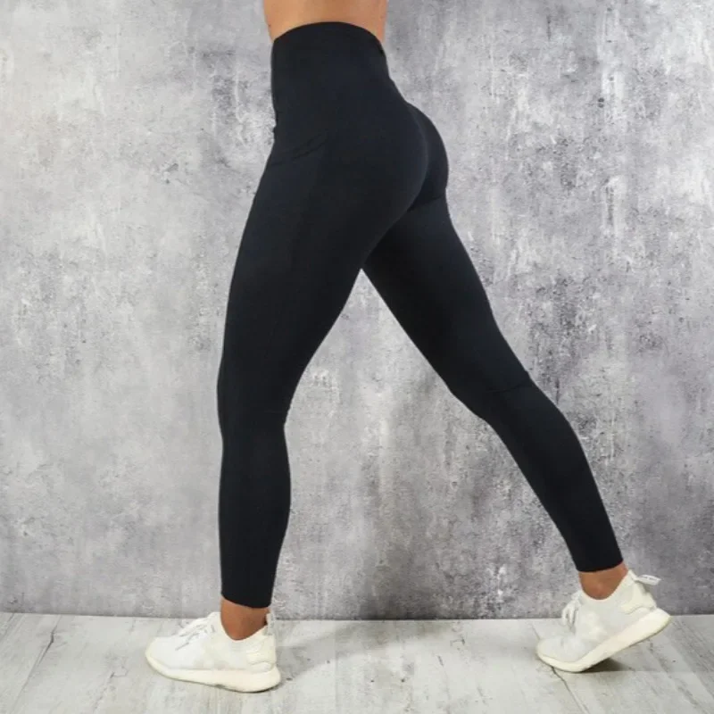 AliExpress Yoga Fitness Women Leggings High Waist Tights with Pocket Gym Workout Running Stretchy Sexy Butt Liftting Casual Skinny Pants, view 3