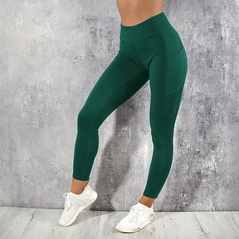 AliExpress Yoga Fitness Women Leggings High Waist Tights with Pocket Gym Workout Running Stretchy Sexy Butt Liftting Casual Skinny Pants, view 6
