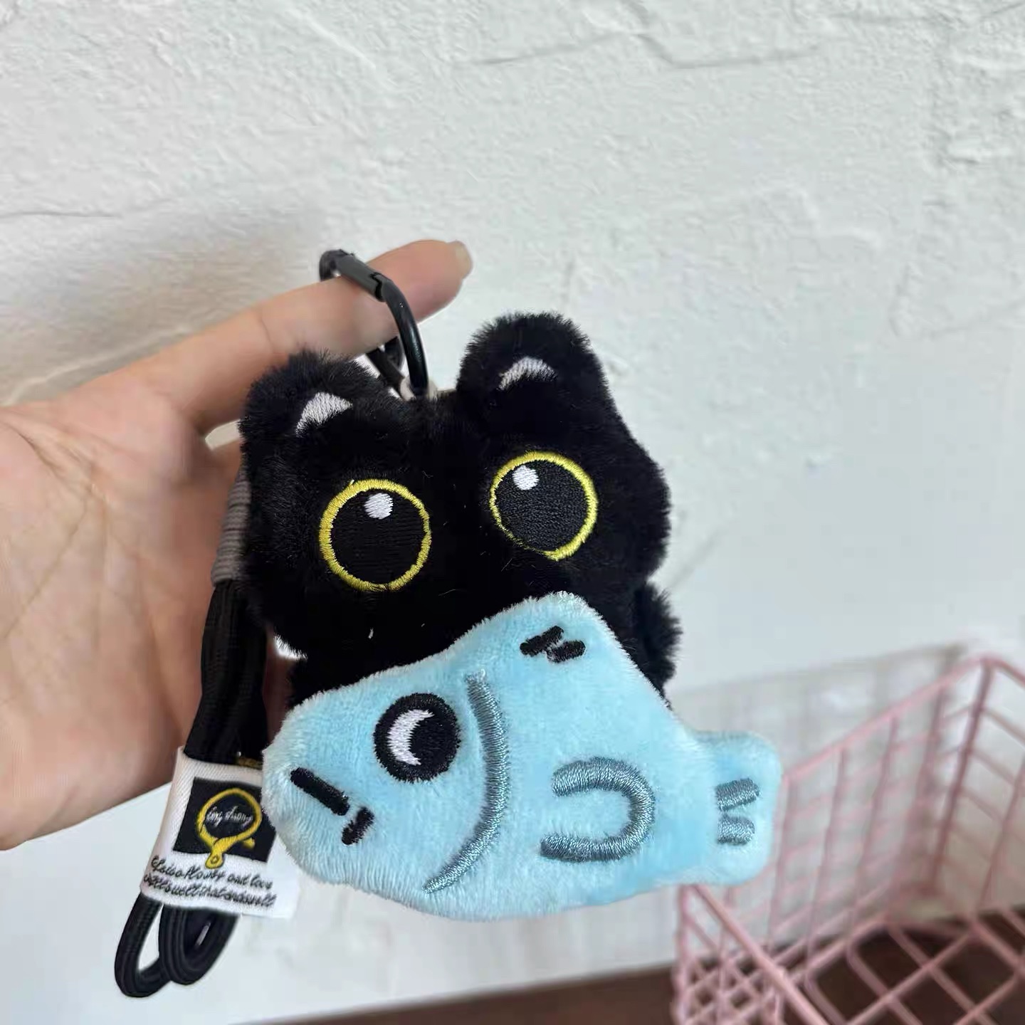 AliExpress Yupsk Plush Black Cat Keychain Charm, view 6