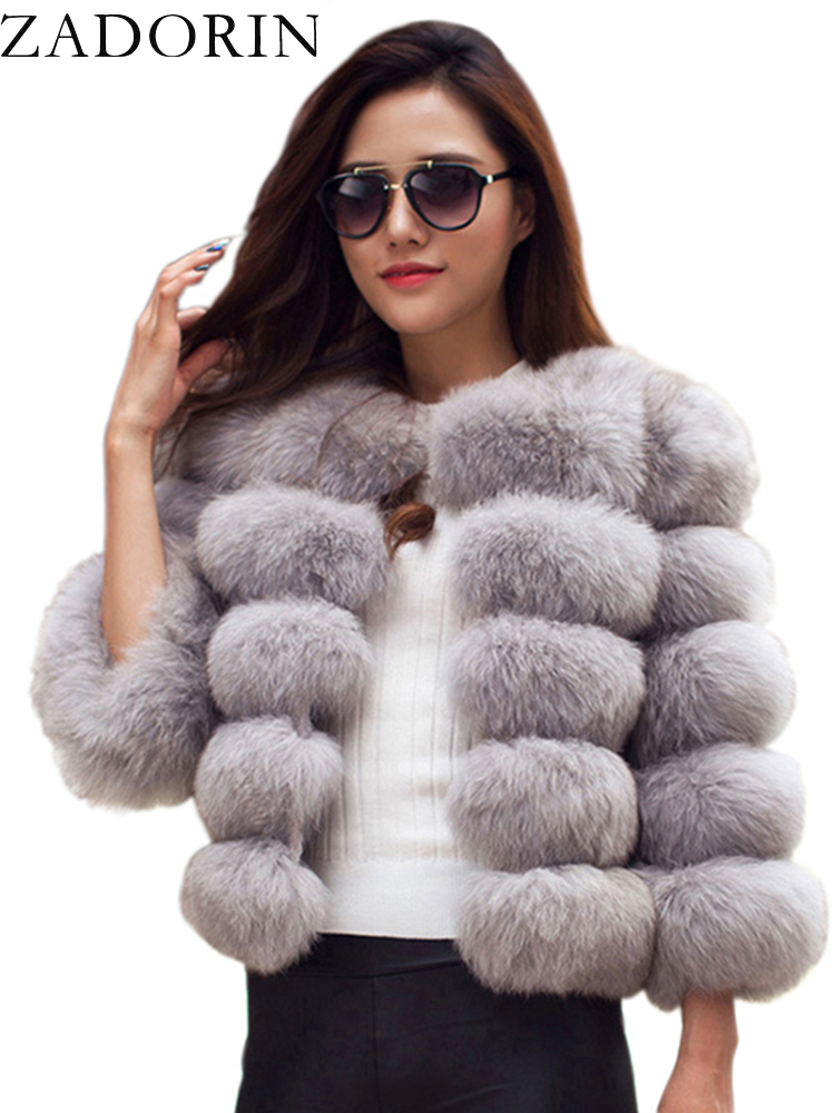 AliExpress ZADORIN S-6XL Mink Coat Winter Black White Faux Fur Coat Woman Elegant Fluffy Faux Fur Jacket Top Short Fur Coats Woman Clothing