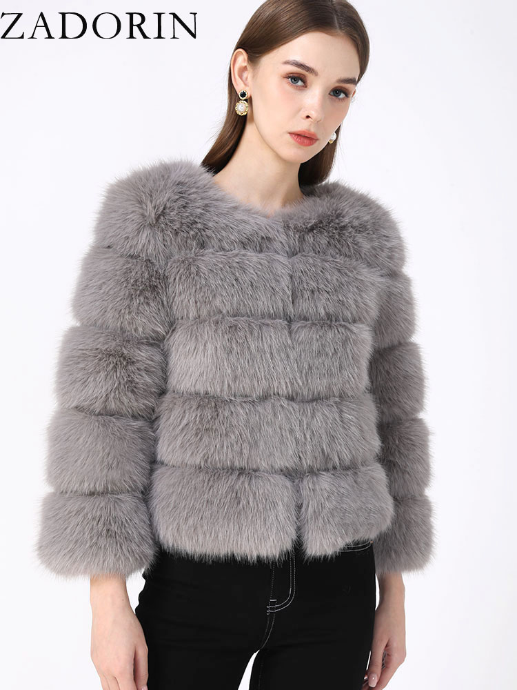 AliExpress ZADORIN S-6XL Mink Coat Winter Black White Faux Fur Coat Woman Elegant Fluffy Faux Fur Jacket Top Short Fur Coats Woman Clothing, view 3