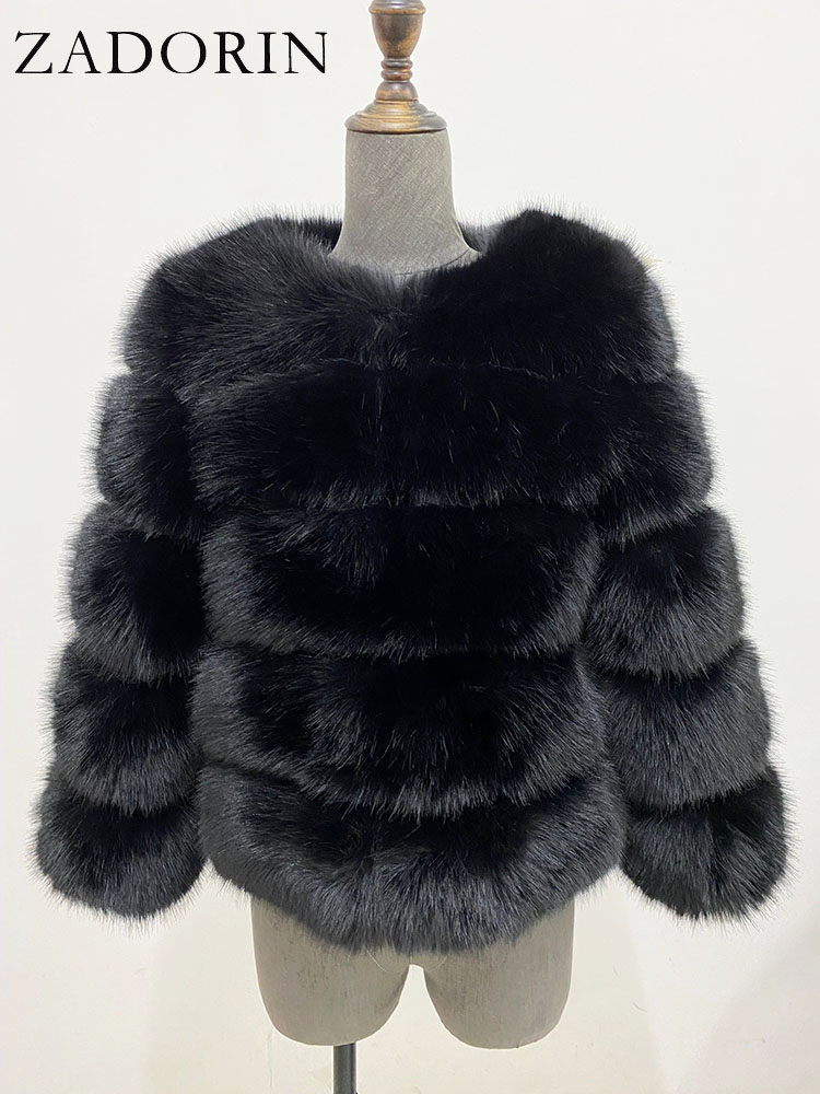 AliExpress ZADORIN S-6XL Mink Coat Winter Black White Faux Fur Coat Woman Elegant Fluffy Faux Fur Jacket Top Short Fur Coats Woman Clothing, view 6