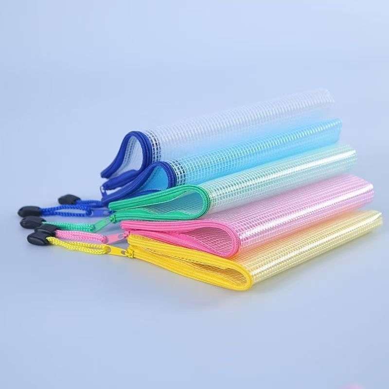 AliExpress Zipper Mesh Bags A4/A5 Plastic Zipper Bags For Organizing Waterproof Clear Travel Bags Office Supplies Document, Color Random, view 5