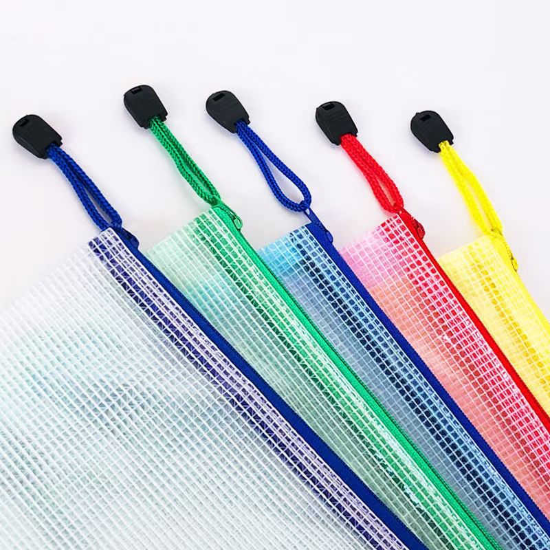 AliExpress Zipper Mesh Bags A4/A5 Plastic Zipper Bags For Organizing Waterproof Clear Travel Bags Office Supplies Document, Color Random, view 6
