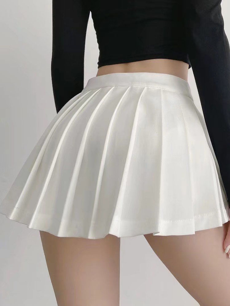 AliExpress Zoki Sexy Women Pleated Skirts High Waist Summer Vintage Mini Skirts Korean Tennis Student White Designed Dance Skirt, view 3