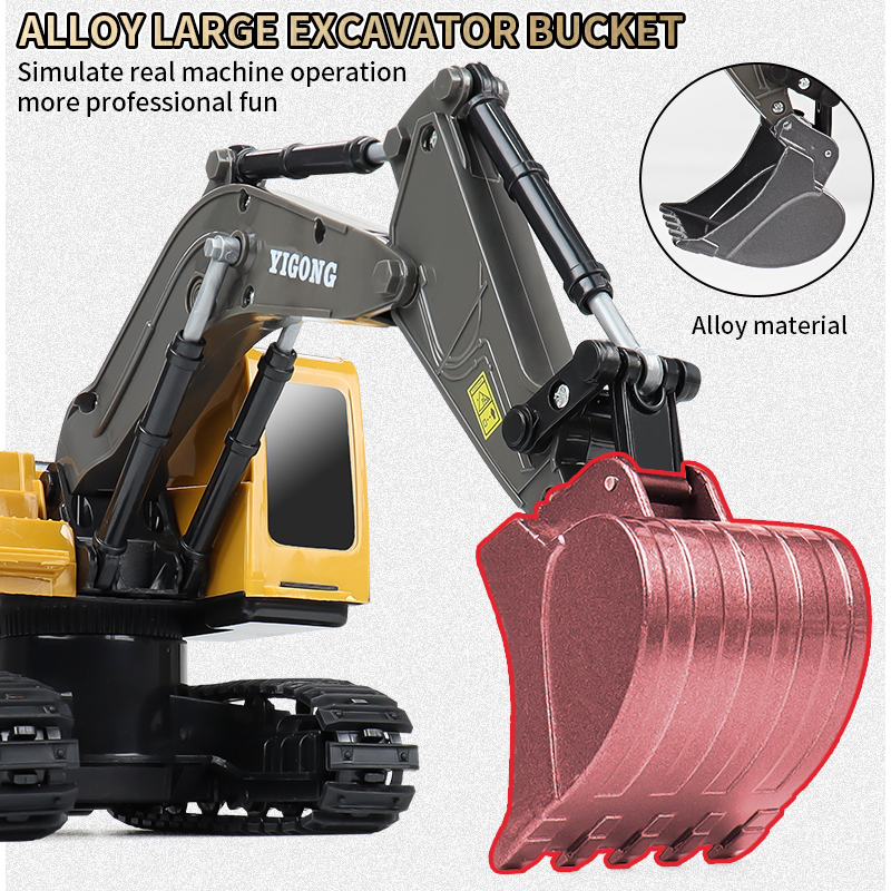 AliExpress ZWN 2.4G Remote Control Excavator Dump Truck RC Model Car Toy Professional Alloy Plastic Simulation Construction Vehicle for Kid, view 3