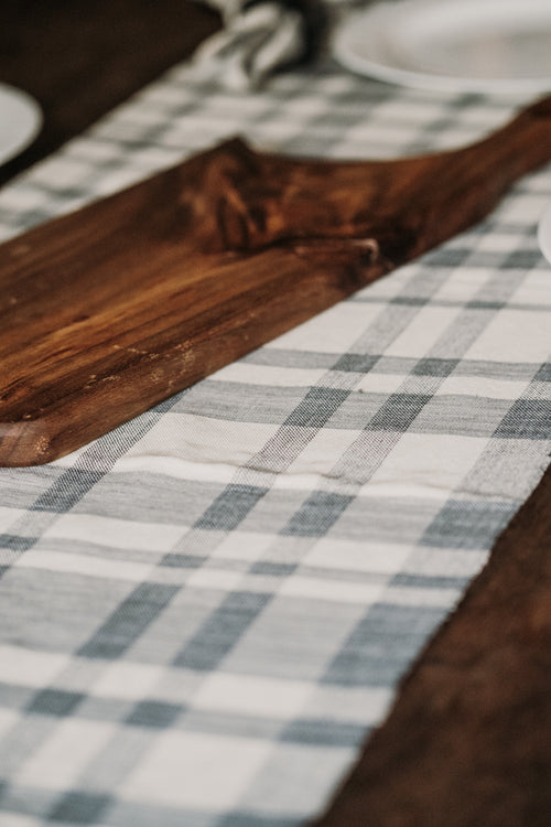 Amaka Africa Blue & Cream Plaid Table Runner