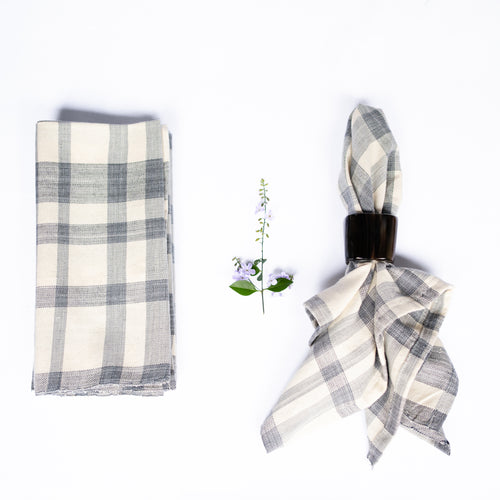 Amaka Africa Blue & Cream Plaid Woven Napkins (set of 4)