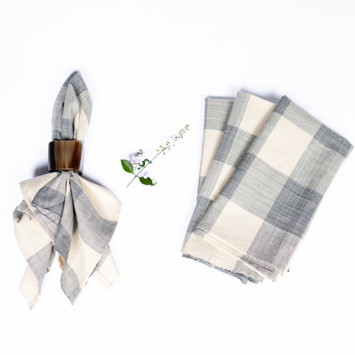 Amaka Africa Blue & Cream Check Woven Napkins (set of 4)