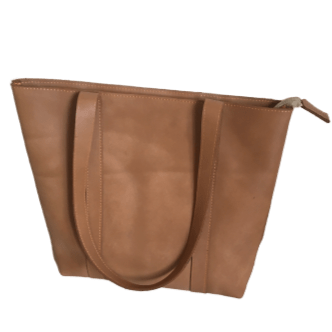 Amaka Africa Natural Full-grain Zippered Leather Tote Bag