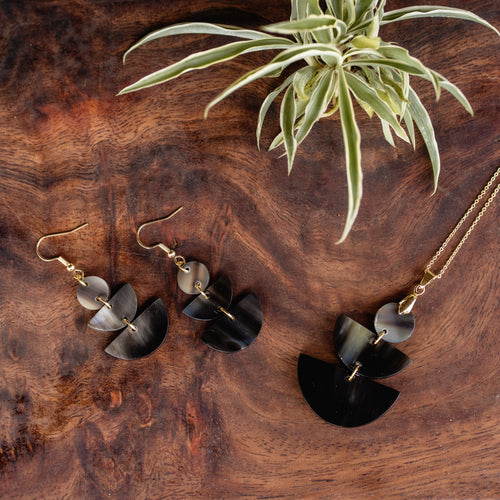 Amaka Africa Kimaka Half Moon Geometric Drop Earrings & Necklace Set