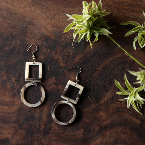 Amaka Africa Kimaka Square + Circle Drop Earrings