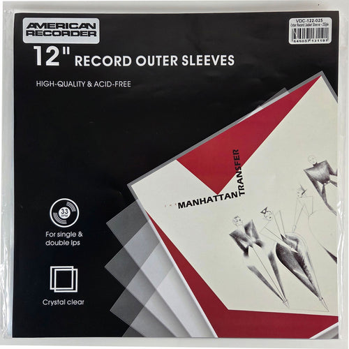 American Recorder Technologies 12.5" Heavy Duty Vinyl Disc LP Record Jacket Cover - pack of 25, Clear