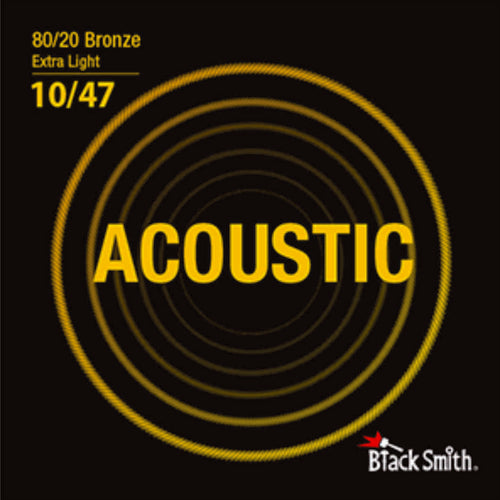 American Recorder Technologies BLACKSMITH Acoustic 6 String Set, 80/20 Bronze - Extra Light 10-47