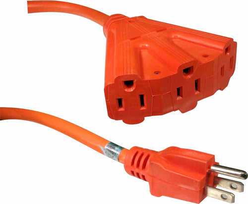 American Recorder Technologies AMERICAN RECORDER Male to 3 Female AC Power Extension Cords, Orange, 12 awg