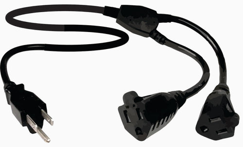 American Recorder Technologies AMERICAN RECORDER NEMA 5-15 AC Splitter Y  Power Cords, Black, 16 awg - UL Listed