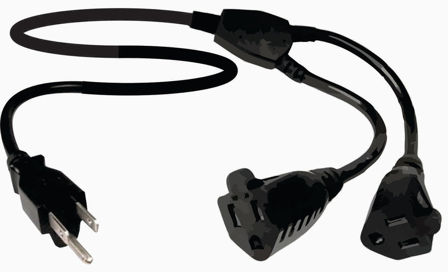 American Recorder Technologies AMERICAN RECORDER NEMA 5-15 AC Splitter Y Power Cords, Black, 16 awg - UL Listed