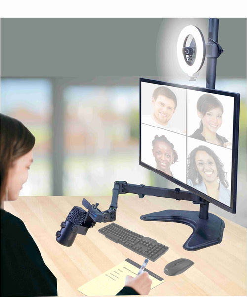 American Recorder Technologies ALLCAST All-in-One Streaming System with Microphone, Camera, Ring Light and Stand. Perfect for Video Conference, Webinar, Podcast & Gaming