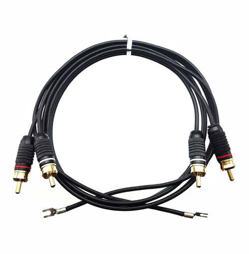American Recorder Technologies Turntable Cable RCA to RCA with Ground Lugs