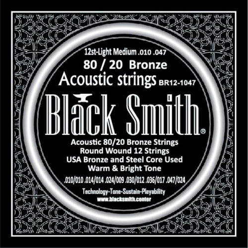American Recorder Technologies BLACKSMITH 80/20 Bronze Acoustic 12 String Set - Light Medium 010 - 047