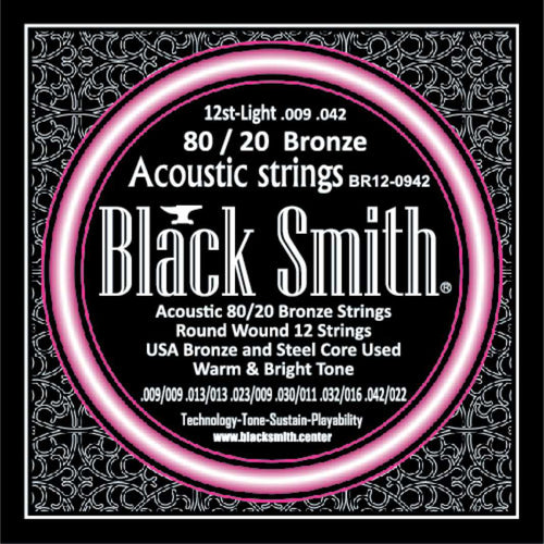 American Recorder Technologies BLACKSMITH 80/20 Bronze Acoustic 12 String Set - Light 009 - 042