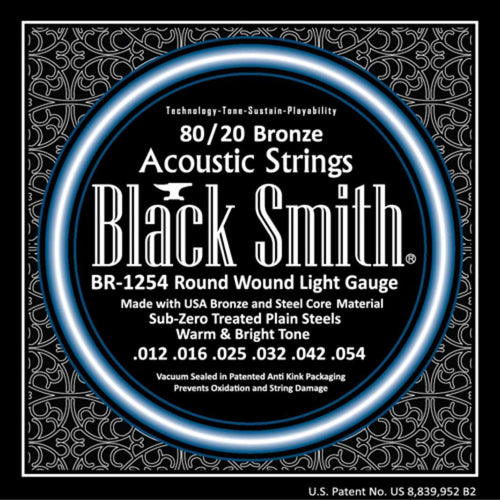 American Recorder Technologies BLACKSMITH Acoustic 6 String Set, 80/20 Bronze - Light 12-54