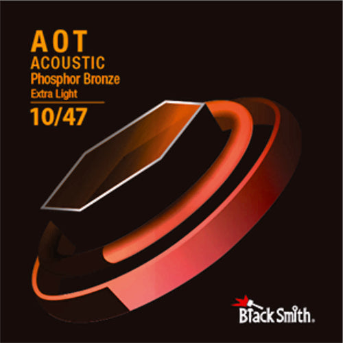 American Recorder Technologies BLACKSMITH Acoustic 6 String Set, Nano-Carbon Coated Phosphor Bronze - Extra Light 010 - 047