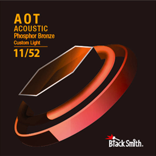 American Recorder Technologies BLACKSMITH Acoustic 6 String Set, Nano-Carbon Coated Phosphor Bronze - Custom Light 011 - 052