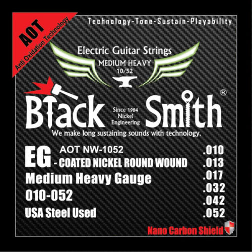 American Recorder Technologies BLACKSMITH Electric 6 String Set, Nano-Carbon Coated Steel - Super Light Meaty 09-46