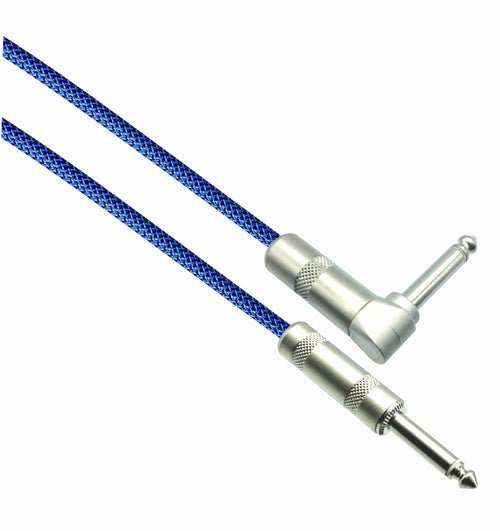 American Recorder Technologies AMERICAN RECORDER BLACK/NEON BLUE Designer Series Guitar Cables - 1/4" Straight to Right Angle