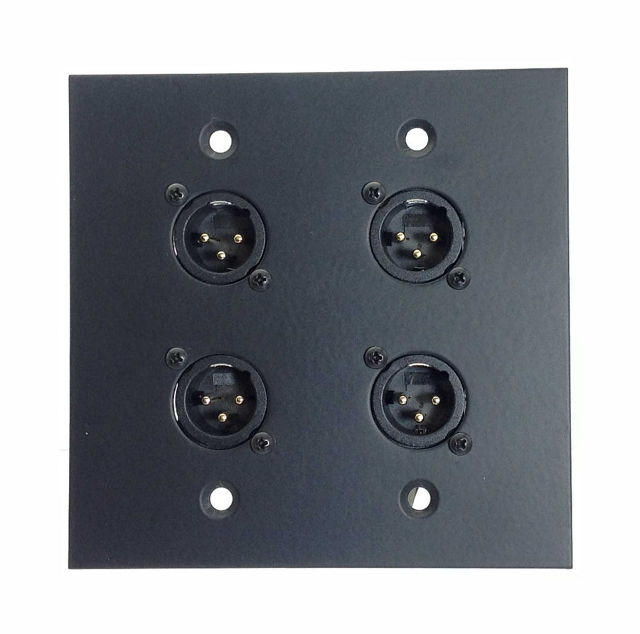 American Recorder Technologies Dual Gang Wall Plate with 4 XLR Male Front / 1 Shielded RJ45 Rear