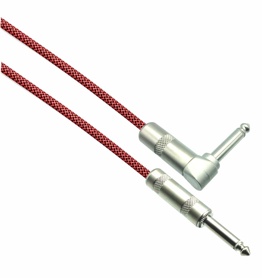American Recorder Technologies BLACK/NEON RED Designer Series Guitar Cables - 1/4" Straight to Right Angle
