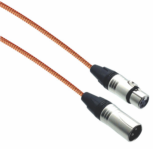American Recorder Technologies Designer Series XLR Microphone Cable with Black/Neon Orange Design Protective Sleeve