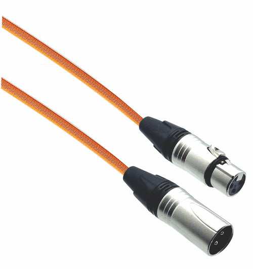 American Recorder Technologies Designer Series XLR Microphone Cable with Neon Orange Design Protective Sleeve