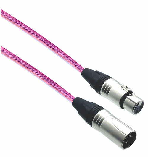 American Recorder Technologies Designer Series XLR Microphone Cable with Neon Pink Design Protective Sleeve