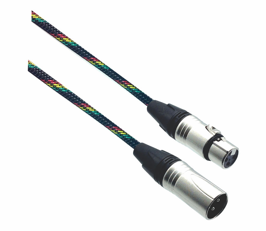 American Recorder Technologies Designer Series XLR Microphone Cable with Reggae Design Protective Sleeve