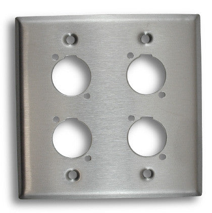 American Recorder Technologies Dual Gang Four Position Stainless Steel Wall Plate - Empty