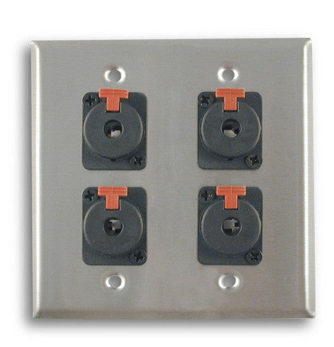 American Recorder Technologies Dual Gang Stainless Steel Wall Plates with Four TRS Female