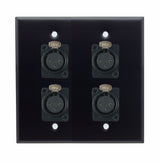 American Recorder Technologies Dual Gang Stainless Steel Wall Plates with Four 3 pin XLR Female, view 2