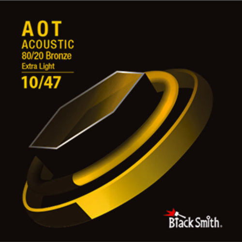 American Recorder Technologies BLACKSMITH Acoustic 6 String Set, Nano-Carbon Coated 80/20 Bronze - Extra Light 10-47