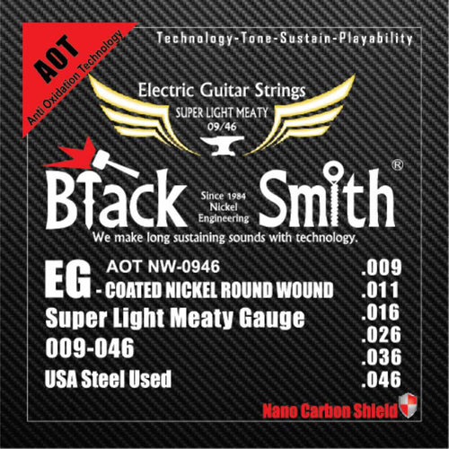American Recorder Technologies BLACKSMITH Electric 6 String Set, Nano-Carbon Coated, Super Light Meaty - 009 - 046