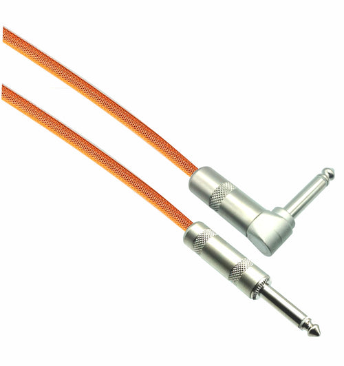 American Recorder Technologies NEON ORANGE Designer Series Guitar Cables Straight to Right Angle