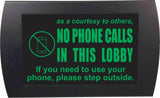 American Recorder Technologies AMERICAN RECORDER - "NO PHONE CALLS IN THIS LOBBY" LED Lighted Sign, view 3
