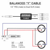 American Recorder Technologies AMERICAN RECORDER PRO Series Y Cable - Balanced 1/4" TRS Male to Dual XLR Male, view 2