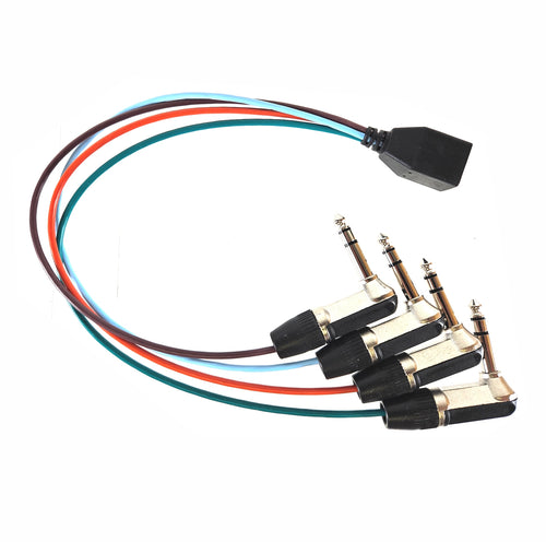 American Recorder Technologies RJ45 Female to 4 each TRS Male Breakout Adapter - Right Angle