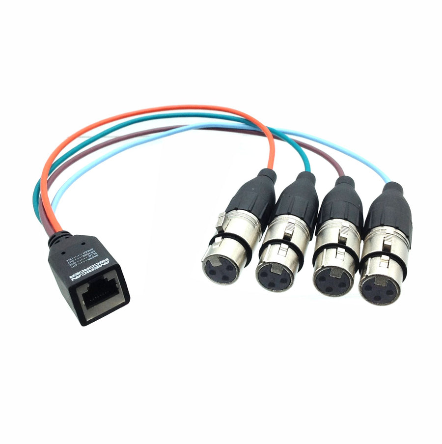 American Recorder Technologies AMERICAN RECORDER RJ45 Female to 4 each Balanced XLR Female Breakout Adapter