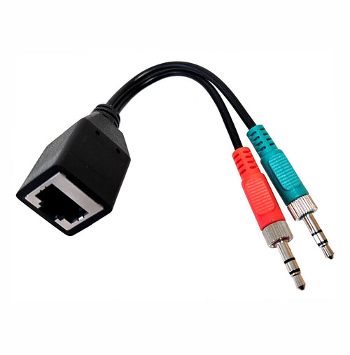 American Recorder Technologies RJ45 (male) to Dual 3.5mm (male) with M6 Thread for AXIA - 6 inch