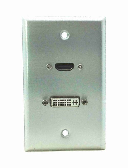 American Recorder Technologies Single Gang HDMI + DVI-D Aluminum Wall Plate