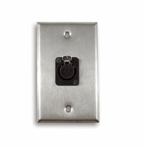 American Recorder Technologies Single Gang Stainless Steel Wall Plate with 5 pin XLR Female