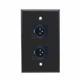 American Recorder Technologies Single Gang Stainless Steel Wall Plate with Dual XLR 3 pin Male Plug, view 2